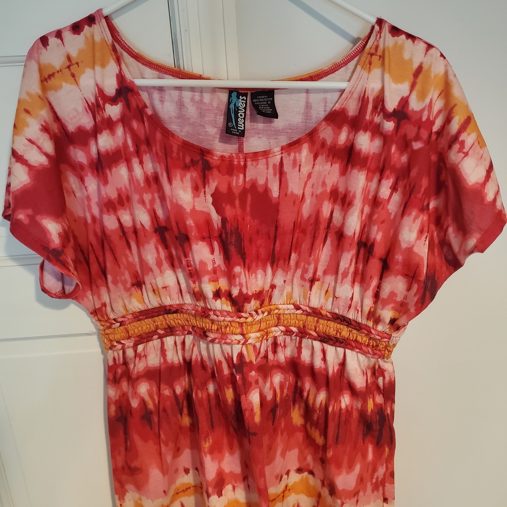 Weavers Red and Yellow Tie-Dye Blouse